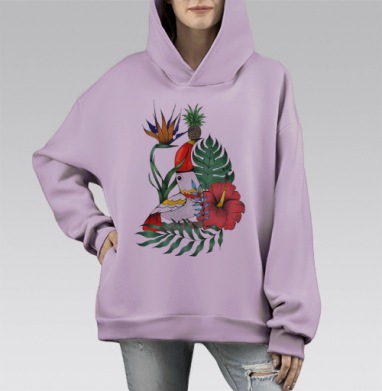 Тропический Тук, Hoodie Mono Fiolet, оверсайз, утепленная