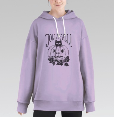 Тыква с котом, Hoodie Long Oversize Fiolet