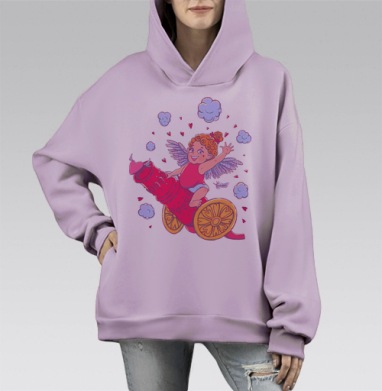 Тяжелая артиллерия, Hoodie Mono Fiolet, оверсайз, утепленная