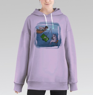 Удачной рыбалки, Hoodie Long Oversize Fiolet
