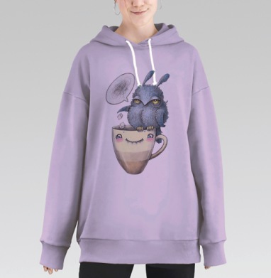 Утренняя пташка, Hoodie Long Oversize Fiolet
