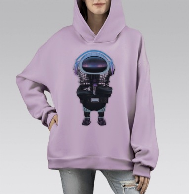 Уверенный астронавт в футуристическом скафандре, Hoodie Mono Fiolet, оверсайз, утепленная