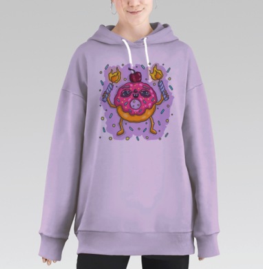В душе тортик, Hoodie Long Oversize Fiolet