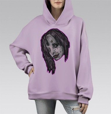Ведьма голова, Hoodie Mono Fiolet, оверсайз, утепленная