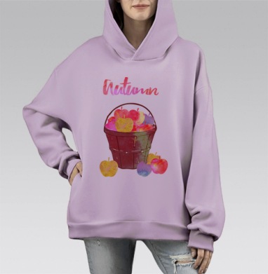 Ведро С Яблоками Спелыми Ведро Яблок, Hoodie Mono Fiolet, оверсайз, утепленная