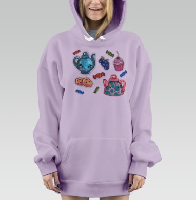 Веселое чаепитие с милыми сладостями и улыбками, Hoodie Mjhigh Dig Mel, Fiolet, утепленная