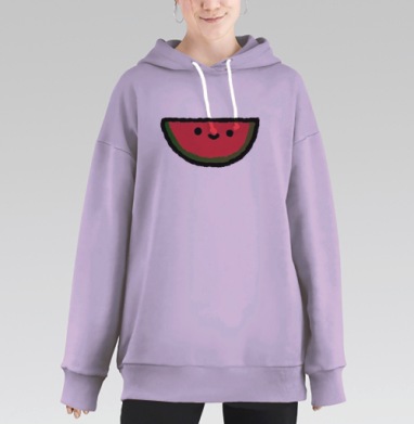 Весёлый Ломтик Арбуза С Улыбкой – Весёлый Ломтик Арбуза, Hoodie Long Oversize Fiolet