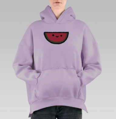 Весёлый Ломтик Арбуза С Улыбкой – Весёлый Ломтик Арбуза, Hoodie Oversize Fiolet, утепленная