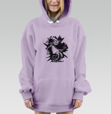 Весёлый монстр с ключом на жёлтом фоне, Hoodie Mjhigh Dig Mel, Fiolet, утепленная