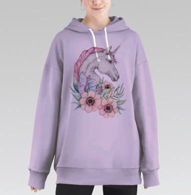 Весенний единорог, Hoodie Long Oversize Fiolet