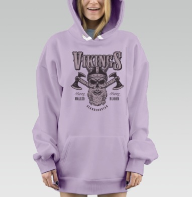Викинг череп с топорами и текстом среди сильных воинов, Hoodie Mjhigh Dig Mel, Fiolet, утепленная