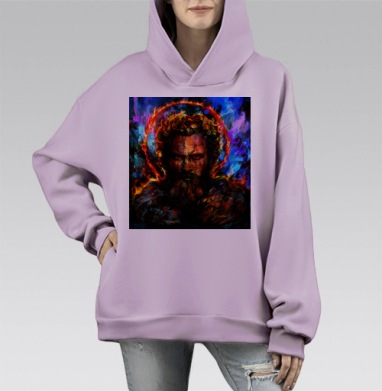 Викингии, Hoodie Mono Fiolet, оверсайз, утепленная