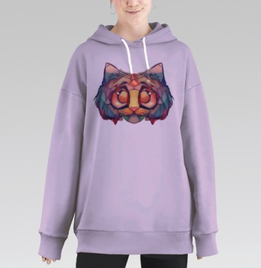 Витражный кот, Hoodie Long Oversize Fiolet