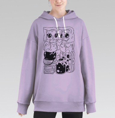 Влюбленные летучие мыши, Hoodie Long Oversize Fiolet