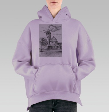 ВодонапорнаябашняСветлогорскАрхитектура2024, Hoodie Oversize Fiolet, утепленная