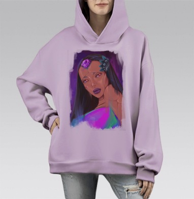 Волбу, Hoodie Mono Fiolet, оверсайз, утепленная