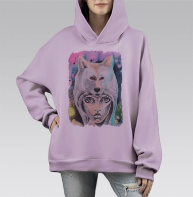 Волкчикса, Hoodie Mono Fiolet, оверсайз, утепленная