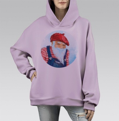 Волшебник-книгочей, Hoodie Mono Fiolet, оверсайз, утепленная