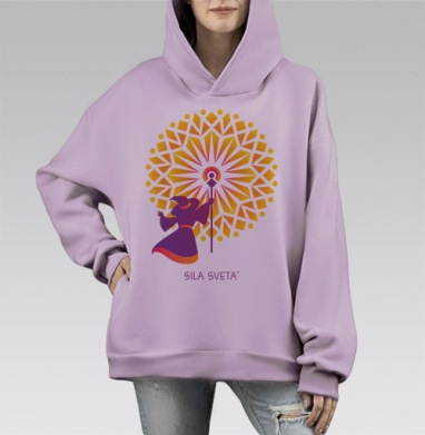 Волшебный свет, Hoodie Mono Fiolet, оверсайз, утепленная