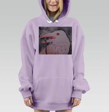 Ворон с крысой на зимнем фоне Ворон с крысой на зимнем фоне, Hoodie Mjhigh Dig Mel, Fiolet, утепленная