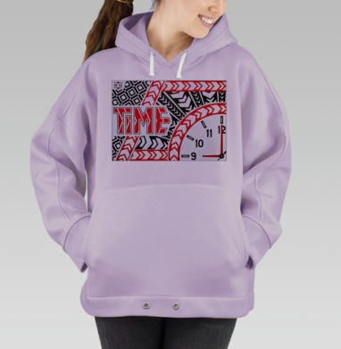 Время красный черный белый циферблат часы, Hoodie Oversize Fiolet