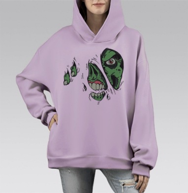 Вырывающийся Зомби, Hoodie Mono Fiolet, оверсайз, утепленная