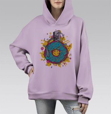 Взрывной пончик, Hoodie Mono Fiolet, оверсайз, утепленная