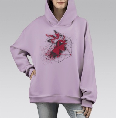 Хипстерский Гриль, Hoodie Mono Fiolet, оверсайз, утепленная