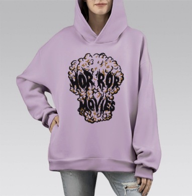 Хоррор фильмы, Hoodie Mono Fiolet, оверсайз, утепленная