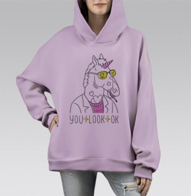 ХОРСМЕН, Hoodie Mono Fiolet, оверсайз, утепленная