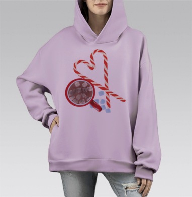 Хюгге, Hoodie Mono Fiolet, оверсайз, утепленная
