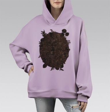 Ягоды, Hoodie Mono Fiolet, оверсайз, утепленная