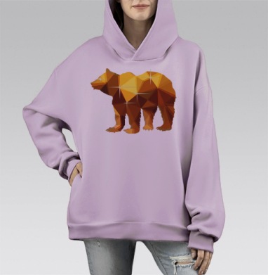 Янтарный медведь, Hoodie Mono Fiolet, оверсайз, утепленная