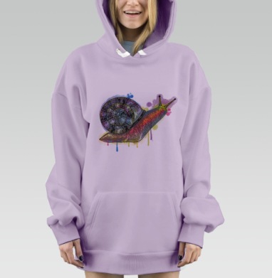 Яркая акварельная улитка медленное движение лучшая коллекция, Hoodie Mjhigh Dig Mel, Fiolet, утепленная