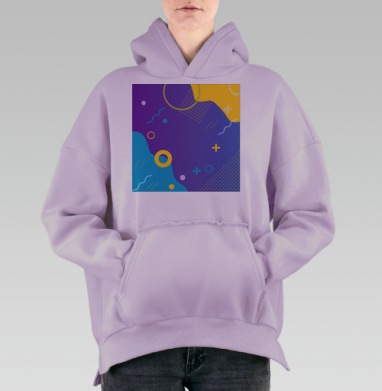 Яркая Геометрическая Абстракция В Движении, Hoodie Oversize Fiolet, утепленная