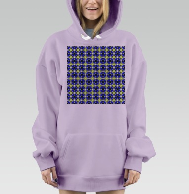 Яркая геометрическая клетка кислотная зеленая в синей клетке, Hoodie Mjhigh Dig Mel, Fiolet, утепленная