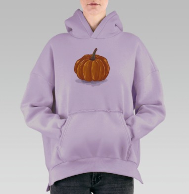 Яркая оранжевая тыква с зелёной ножкой и тенями осенний сезон уютного, Hoodie Oversize Fiolet, утепленная