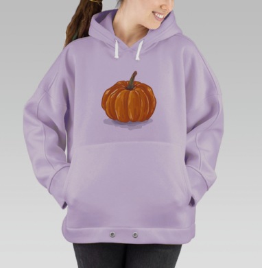 Яркая оранжевая тыква с зелёной ножкой и тенями осенний сезон уютного, Hoodie Oversize Fiolet