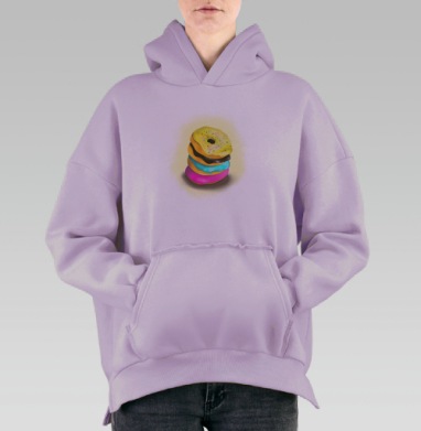 Яркие пончики, Hoodie Oversize Fiolet, утепленная
