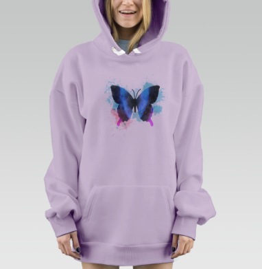Яркие разноцветные бабочки на белом фоне бабочки на белом фоне, Hoodie Mjhigh Dig Mel, Fiolet, утепленная