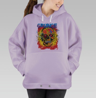 Яркий череп гранж стиль старший молодежный, Hoodie Oversize Fiolet