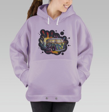 Яркий Городской Автобус Свобода Путешествия, Hoodie Oversize Fiolet