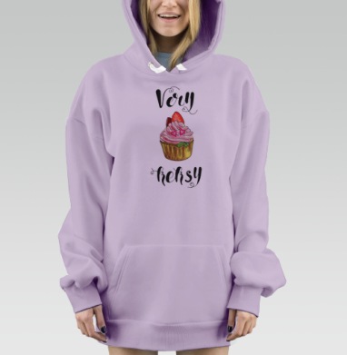 Яркий сладкий кекс с клубникой и сердечками Very keksy, Hoodie Mjhigh Dig Mel, Fiolet, утепленная