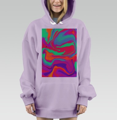 Яркое жидкое смешение зелёного красного фиолетового цвета, Hoodie Mjhigh Dig Mel, Fiolet, утепленная