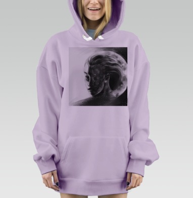 Загадочная девушка луна космос мистерия, Hoodie Mjhigh Dig Mel, Fiolet, утепленная