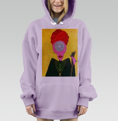 Загадочный духовный лидер в тюрбане и ожерелье, Hoodie Mjhigh Dig Mel, Fiolet, утепленная