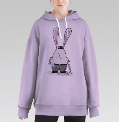 Заяц- джентльмен, Hoodie Long Oversize Fiolet