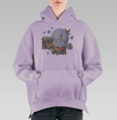 Зимние Елочные Украшения С Вечером Тепла и Света, Hoodie Oversize Fiolet, утепленная