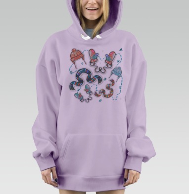Зимние варежки шапки шарфы тепло уютно, Hoodie Mjhigh Dig Mel, Fiolet, утепленная