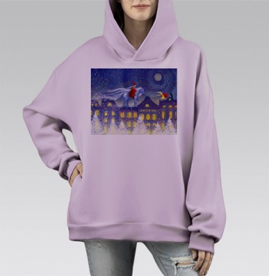 Зимняя сказка, Hoodie Mono Fiolet, оверсайз, утепленная